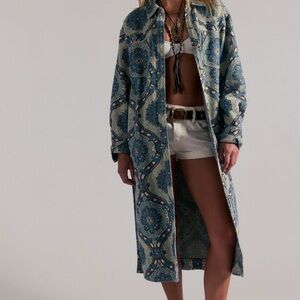 We The Free People Brick Lane Jaquard Maxi Shirt Jacket